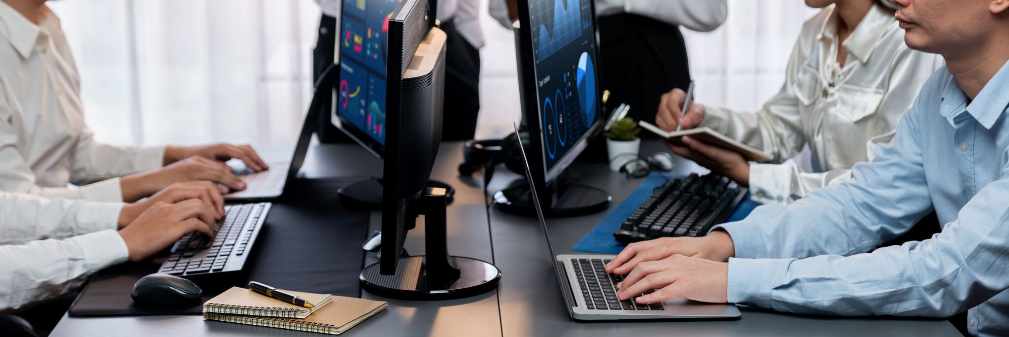 Analyst working on data analysis